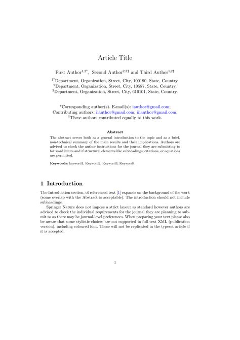 <strong>Templates</strong> and style files for journal article preparation. . Springer nature 2021 latex template